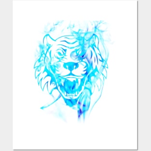 Sparkling Blue Tiger Art Posters and Art